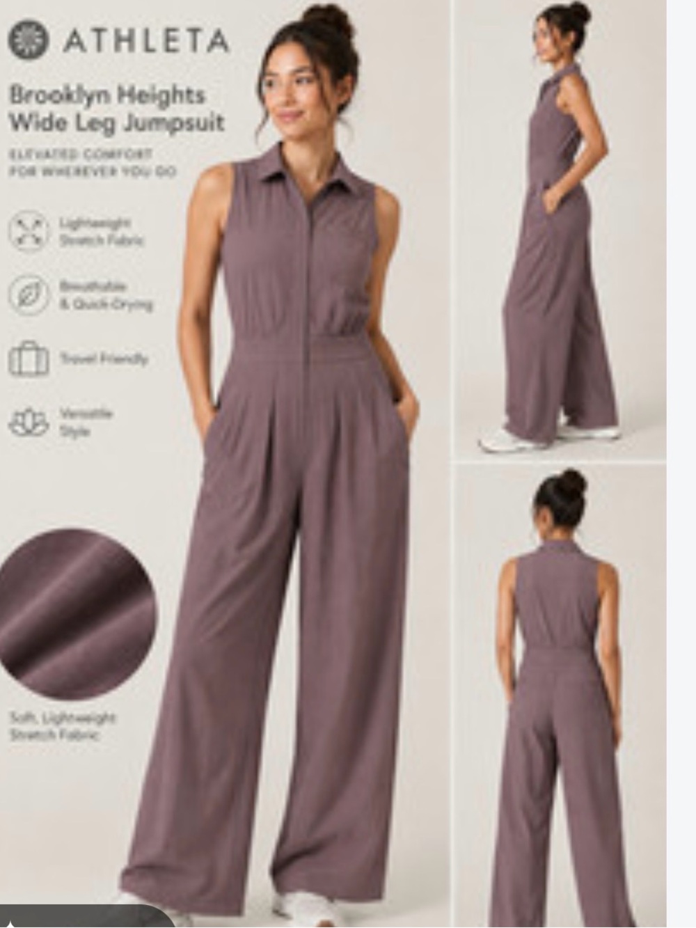 NWOT- Athleta Sleeveless Collared Maxi Dress in Mauve